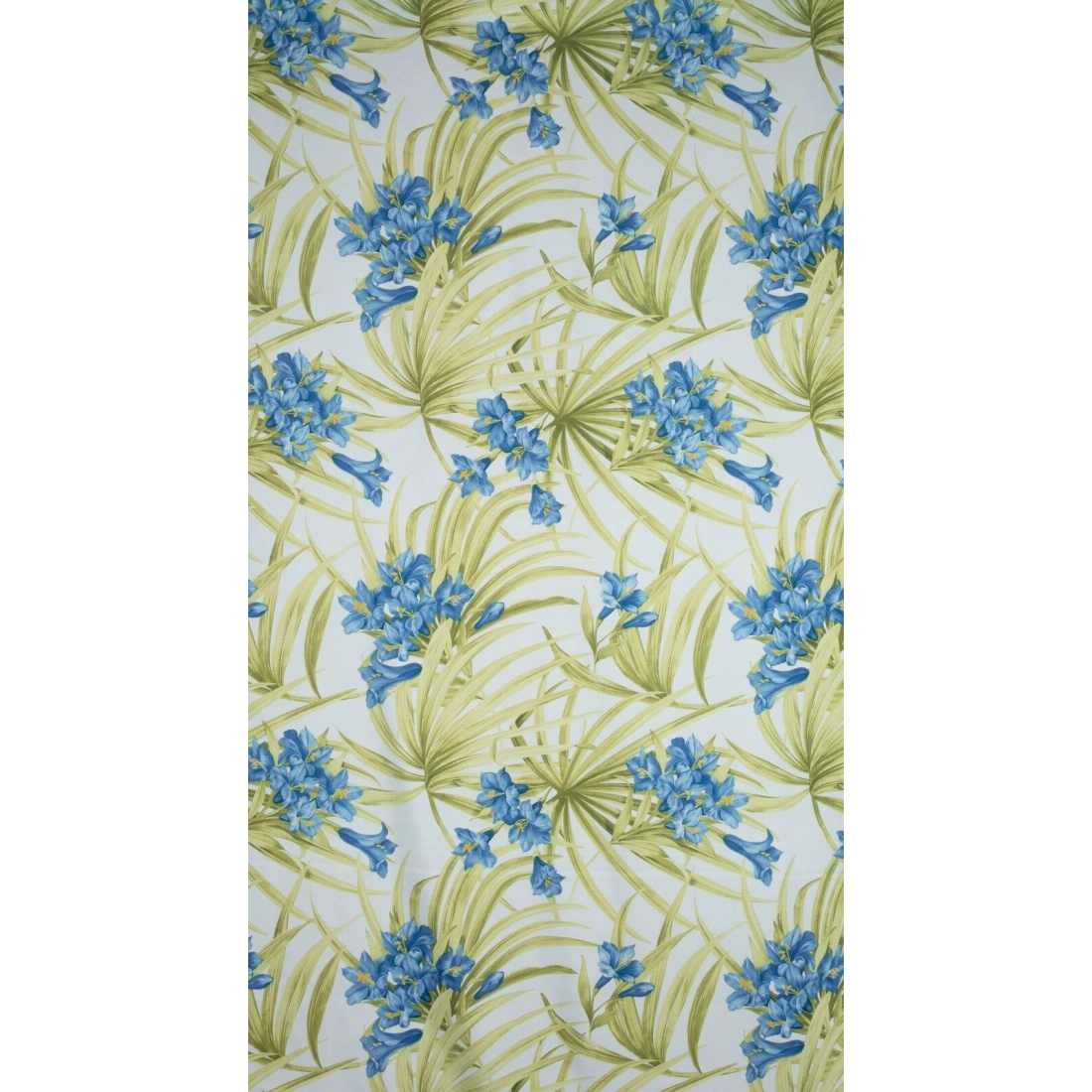 Záves 140x250 cm matný biely modré kvety na kovové krúžky MARI