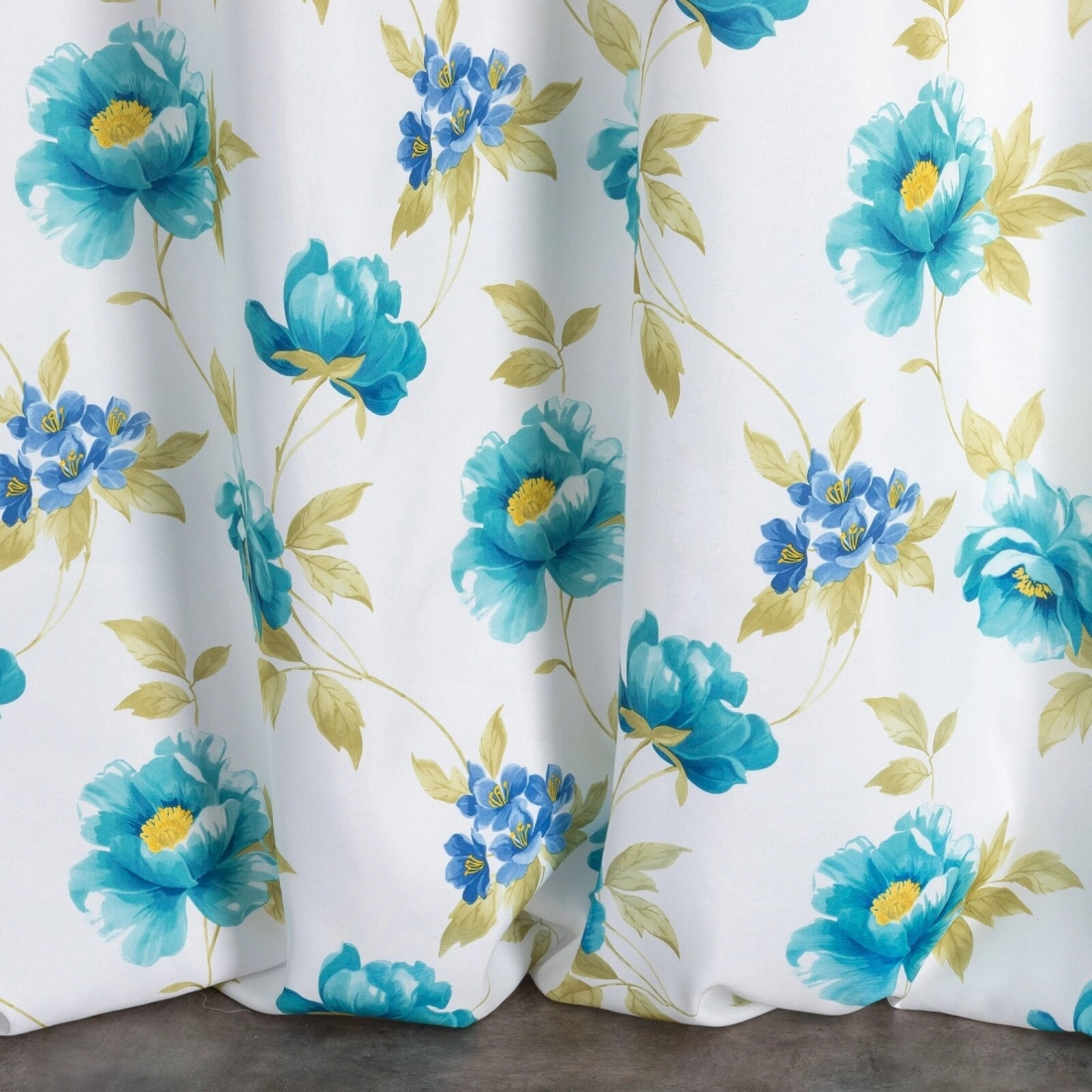 Záves 140x250 cm matný biely, modrý na kovové krúžky ALMA