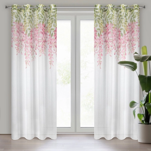 Záves 140x250 cm matný etamínový bielo-ružový na kovové krúžky JULIETA