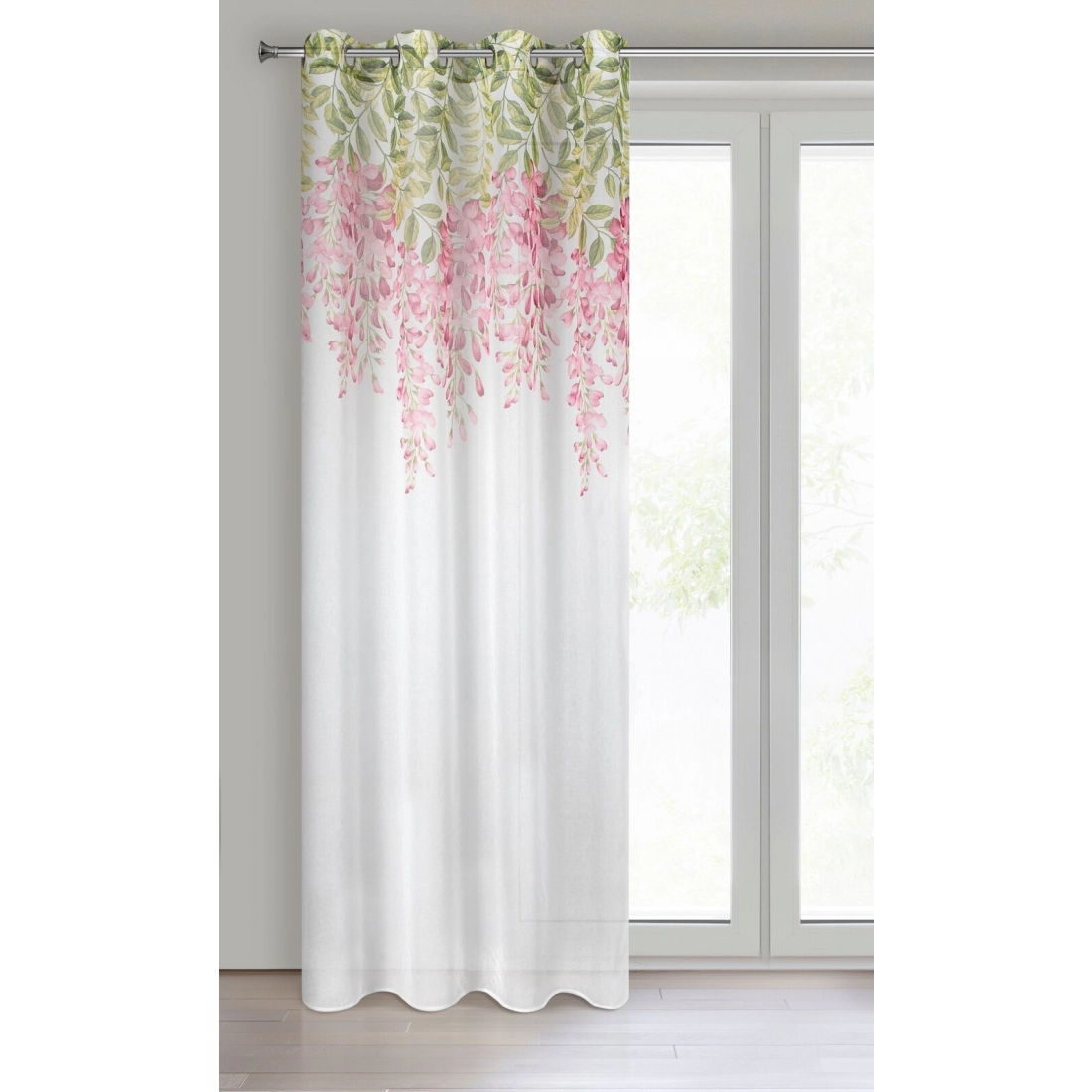 Záves 140x250 cm matný etamínový bielo-ružový na kovové krúžky JULIETA