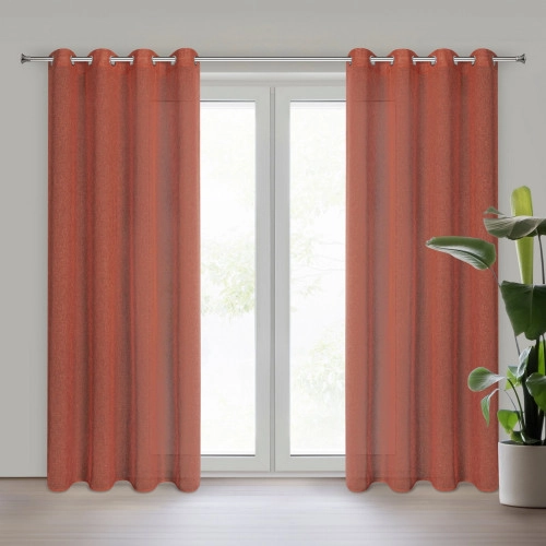 Záves 140x250 cm matný etamínový polyesterový hrdzavý na kovové krúžky ANGELIKA