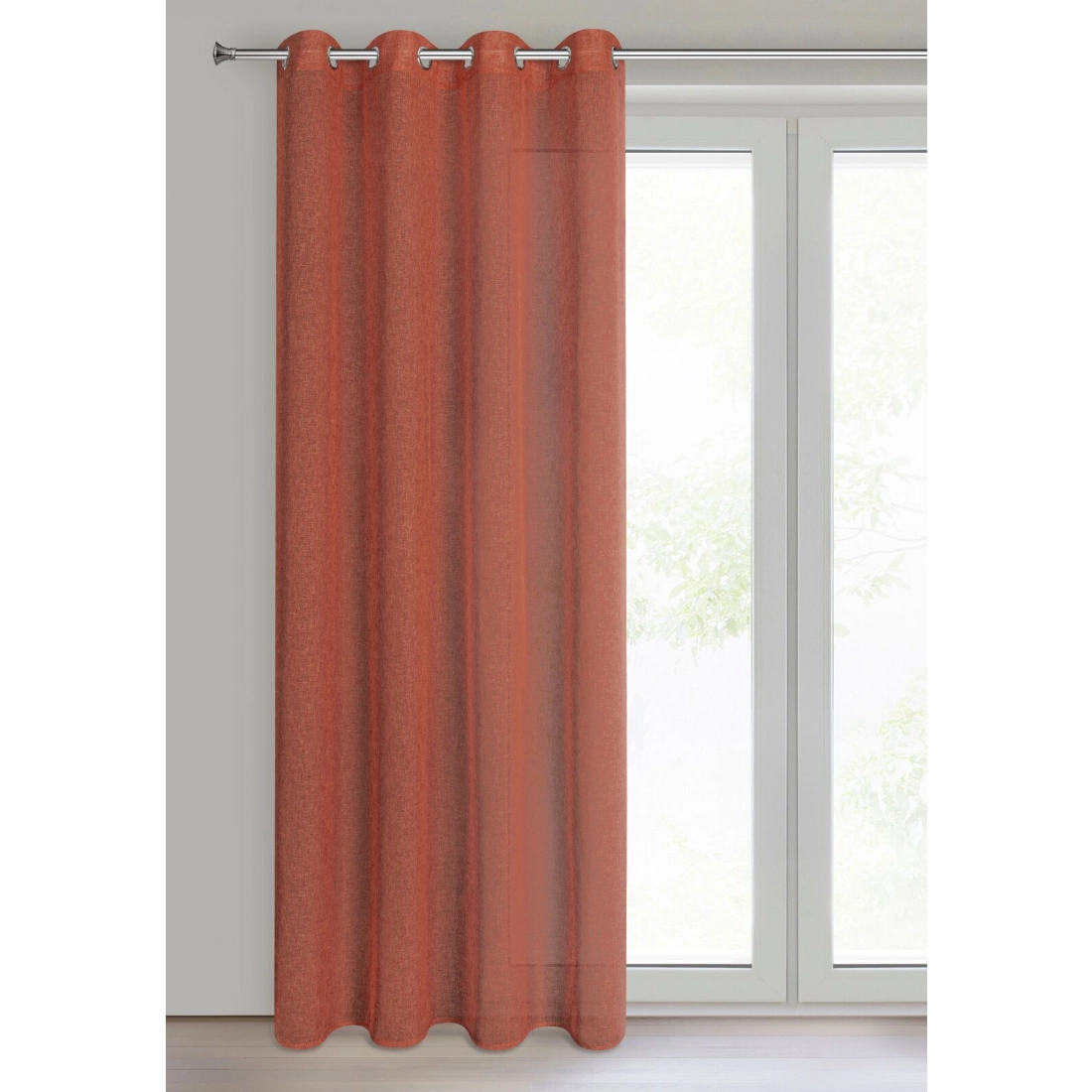 Záves 140x250 cm matný etamínový polyesterový hrdzavý na kovové krúžky ANGELIKA