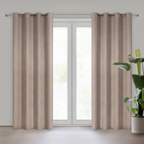 Záves 140x250 cm matný hnedý na kovové krúžky ADELINA