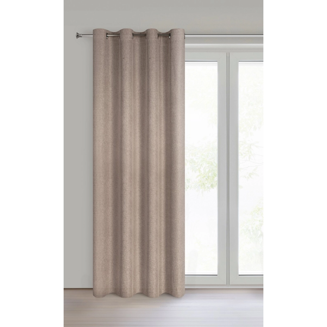 Záves 140x250 cm matný hnedý na kovové krúžky ADELINA