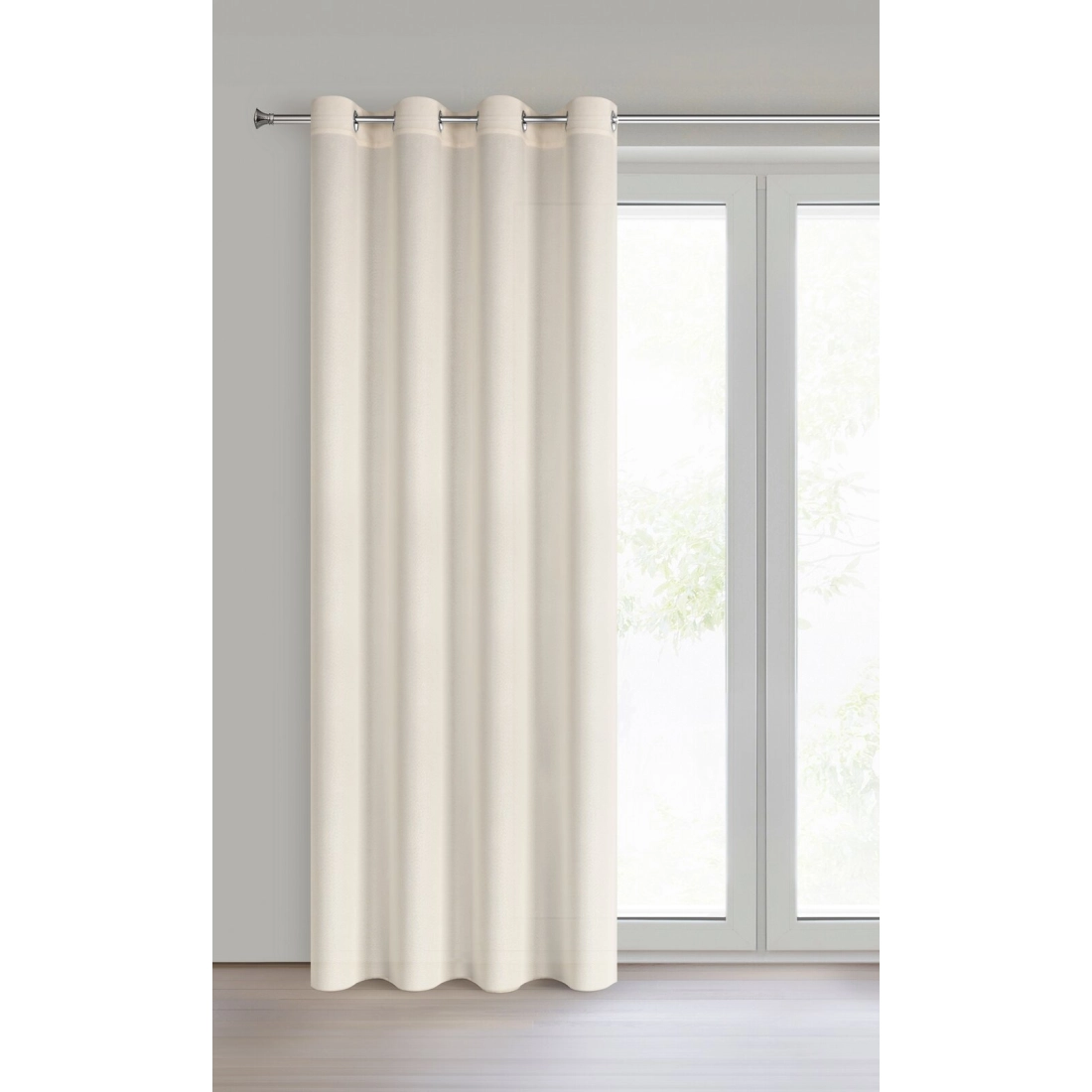 Závěs 140x250 cm matný krémový s kovovými kroužky ADELINA