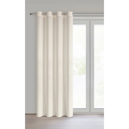 Závěs 140x250 cm matný krémový s kovovými kroužky ADELINA