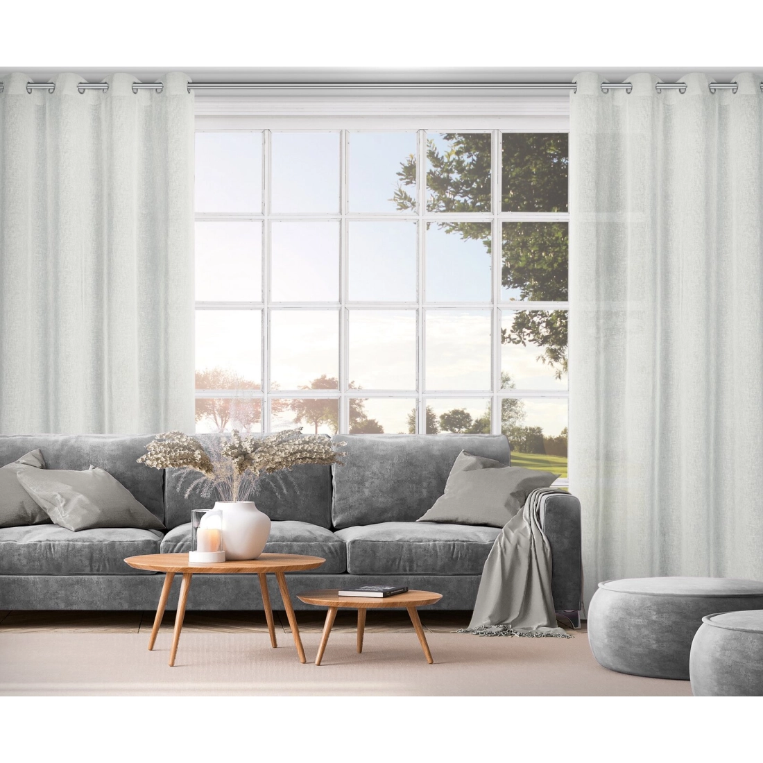 Záves 140x250 cm matný krémový na kovové krúžky ANGELIKA