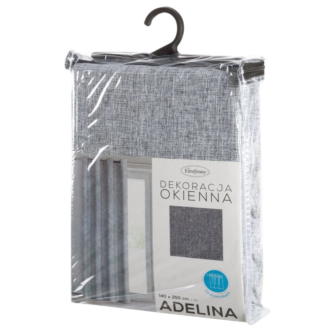 Záves 140x250 cm matný oceľový na kovové krúžky ADELINA