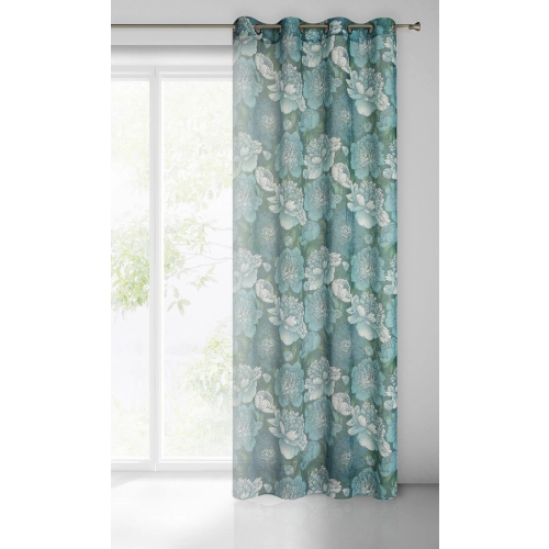 Záves 140x250 cm matný olivový, tyrkysový na kovové krúžky ASTER