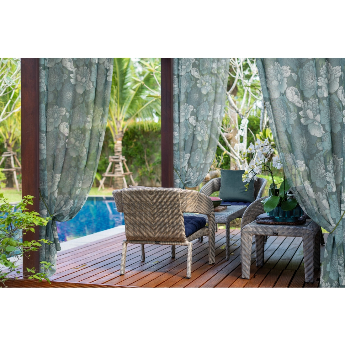 Záves 140x250 cm matný olivový, tyrkysový na kovové krúžky ASTER