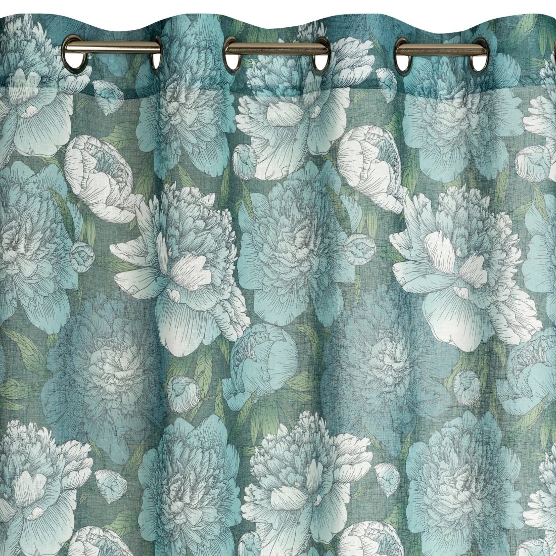 Záves 140x250 cm matný olivový, tyrkysový na kovové krúžky ASTER