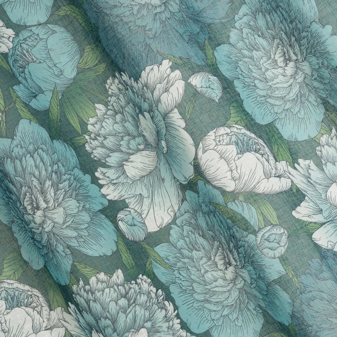 Záves 140x250 cm matný olivový, tyrkysový na kovové krúžky ASTER