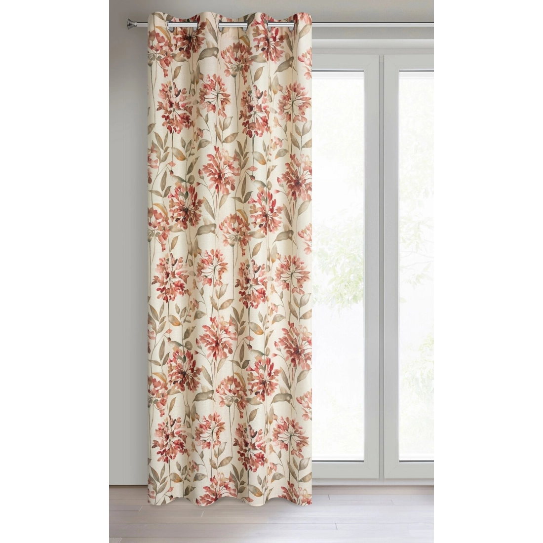 Záves 140x250 cm matný prírodný ružový na kovové krúžky JENNY