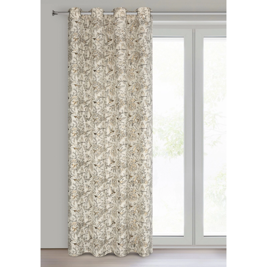 Záves 140x250 cm matný prírodný zlatistý na kovové krúžky LUCINA