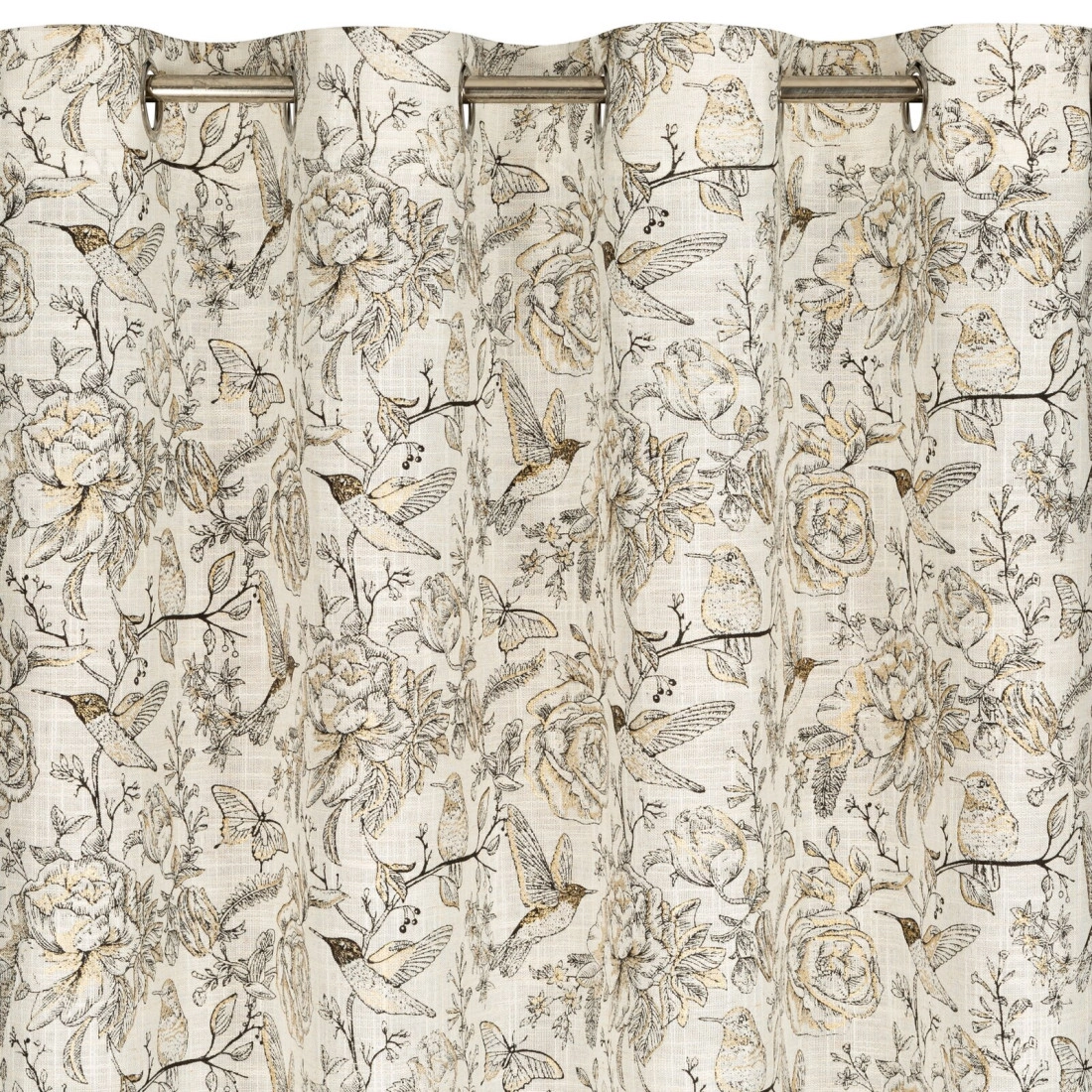 Záves 140x250 cm matný prírodný zlatistý na kovové krúžky LUCINA