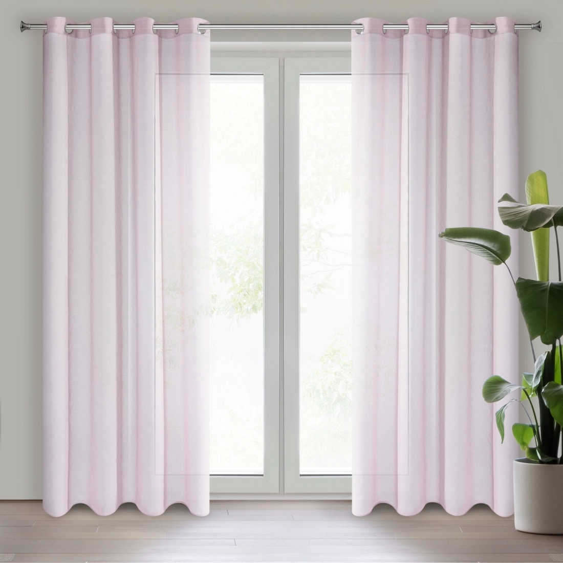 Záves 140x250 cm matný ružový na kovové krúžky ESIM