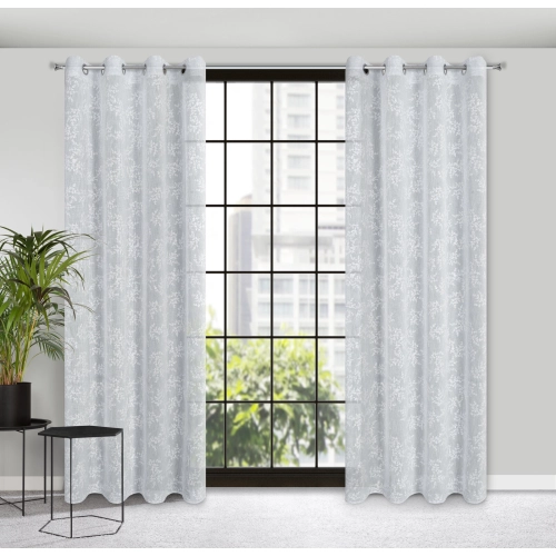 Záves 140x250 cm matný sivý, biely na kovové krúžky AMBER