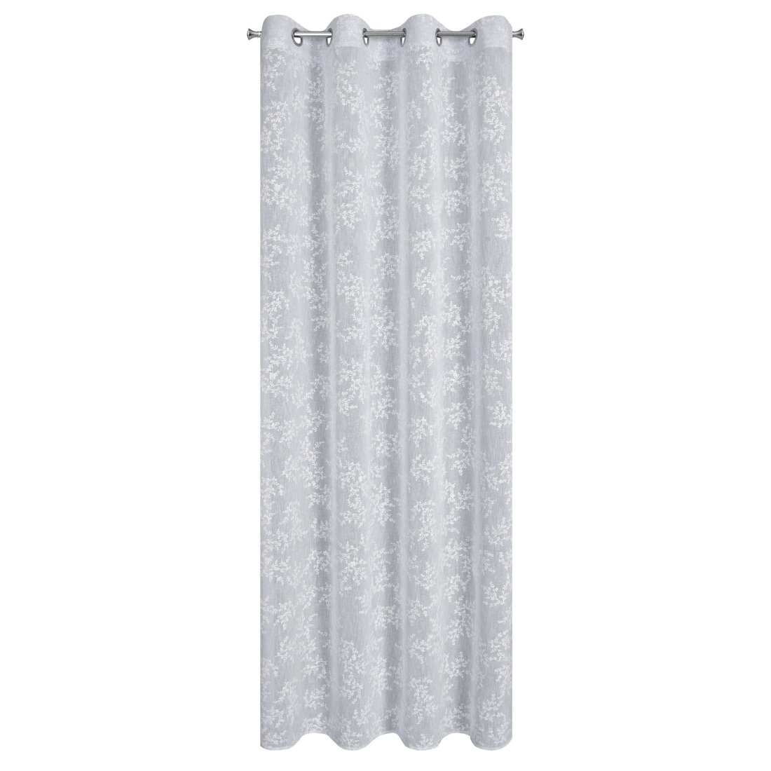 Závěs 140 x 250 cm matný šedý, bílý s kovovými kroužky AMBER