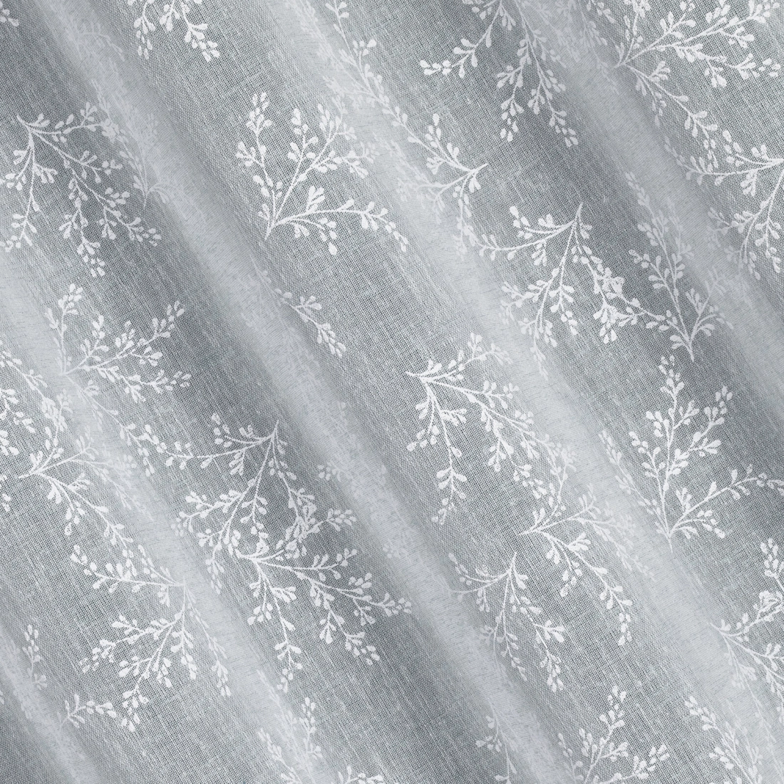 Závěs 140 x 250 cm matný šedý, bílý s kovovými kroužky AMBER