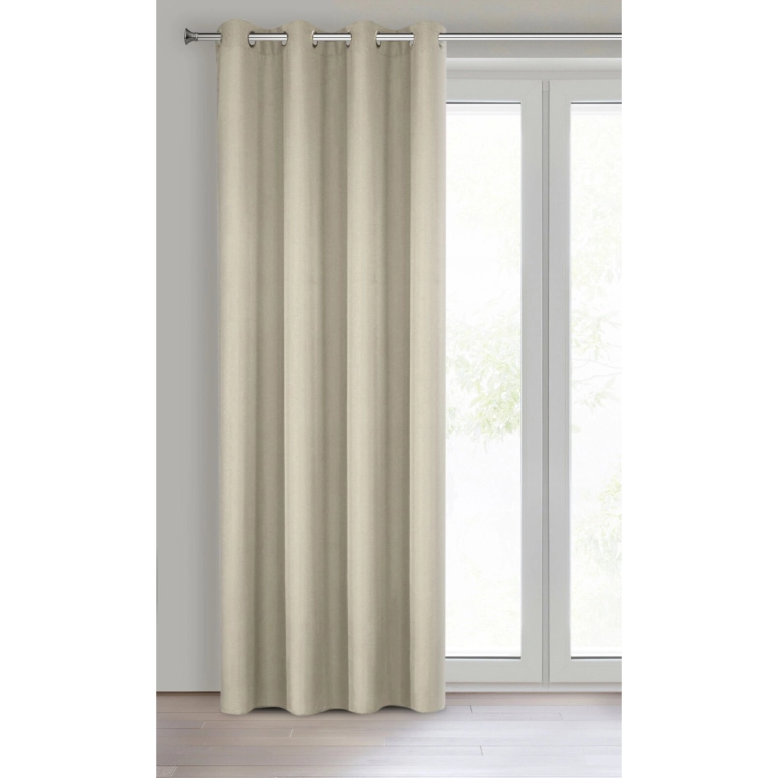 Záves 140x250 cm matný tmavobéžový na kovové krúžky RITA