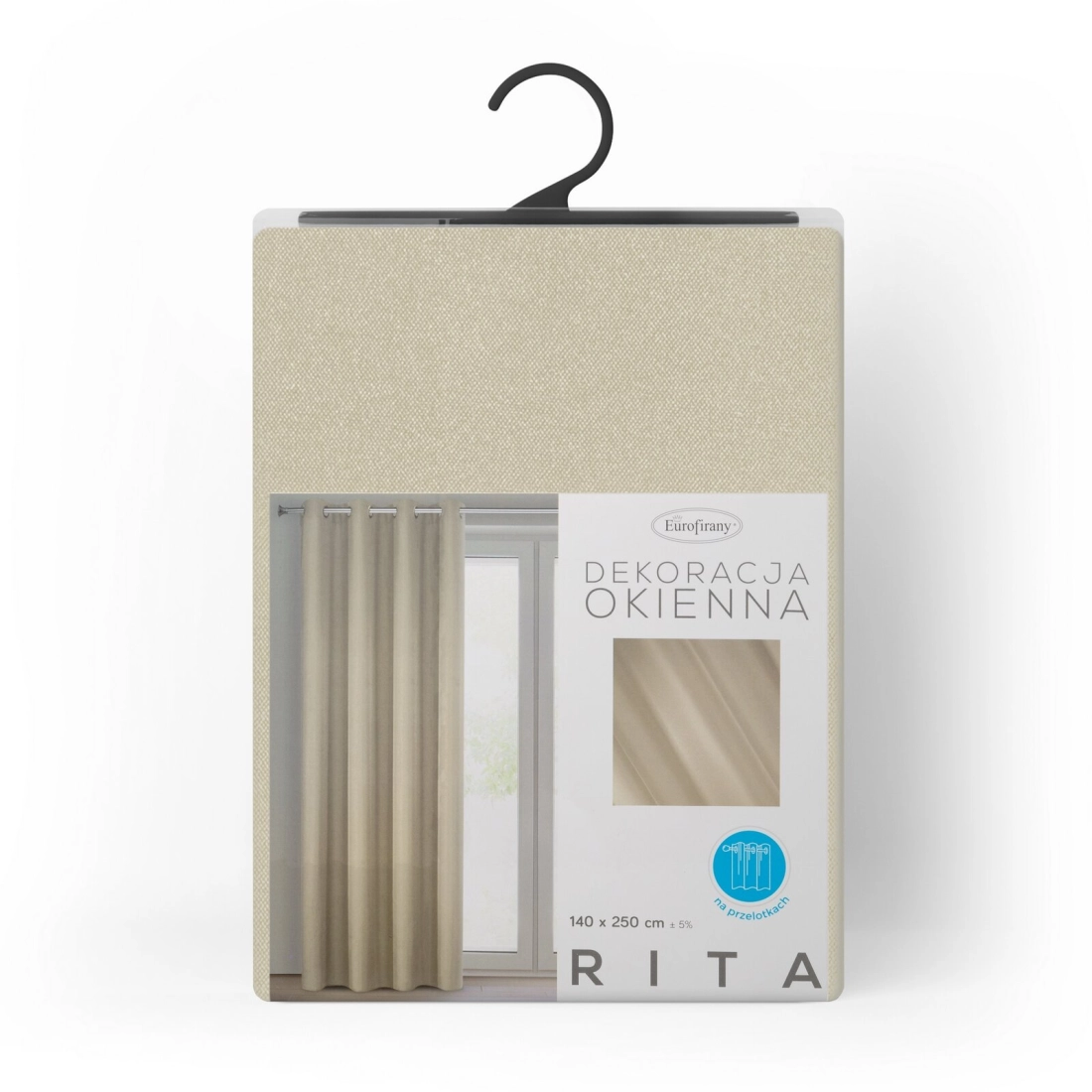 Záves 140x250 cm matný tmavobéžový na kovové krúžky RITA