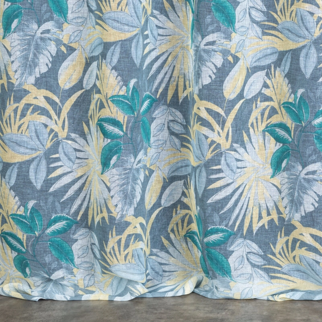 Záves 140x250 cm matný tyrkysový, žltý na kovové krúžky LENA