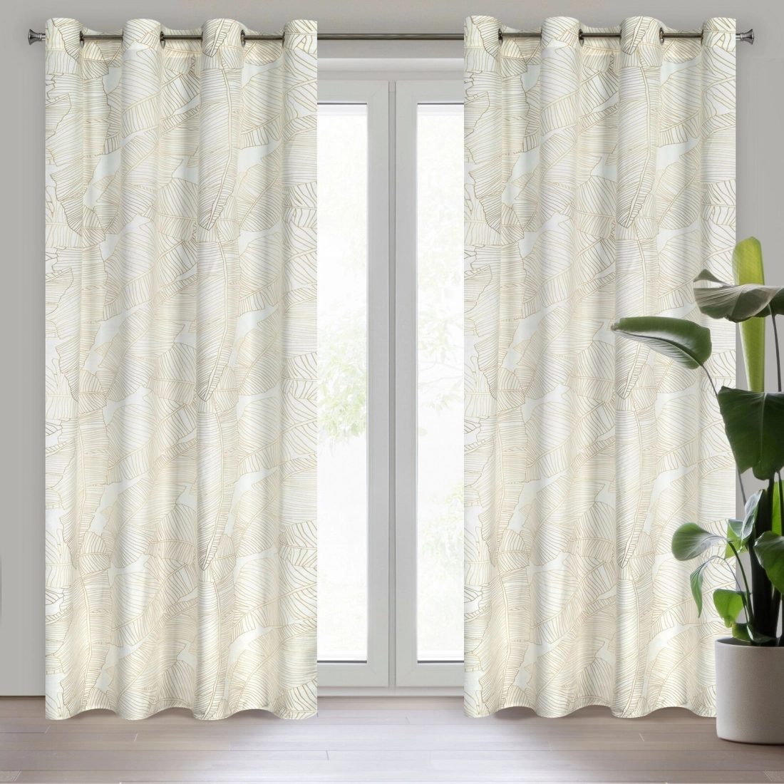 Závěs 140 x 250 cm matný sametový bílý, béžový na kovových kroužcích LUNA 2 - Limited Collection