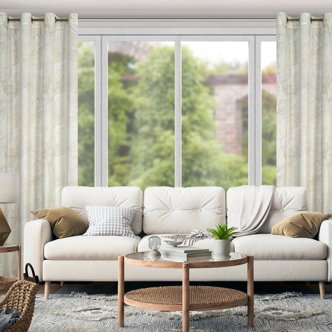 Závěs 140 x 250 cm matný sametový bílý, béžový na kovových kroužcích LUNA 2 - Limited Collection