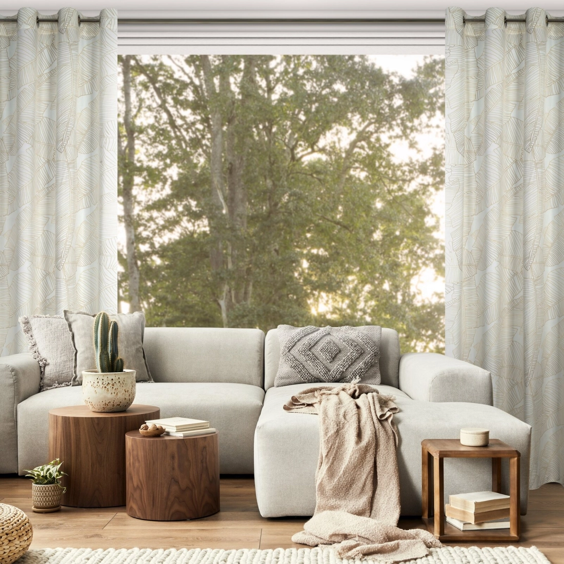 Závěs 140 x 250 cm matný sametový bílý, béžový na kovových kroužcích LUNA 2 - Limited Collection