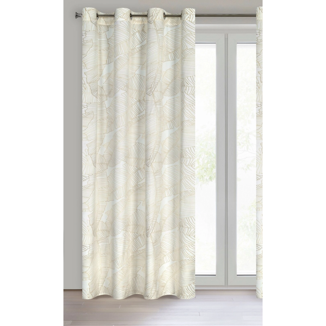 Závěs 140 x 250 cm matný sametový bílý, béžový na kovových kroužcích LUNA 2 - Limited Collection