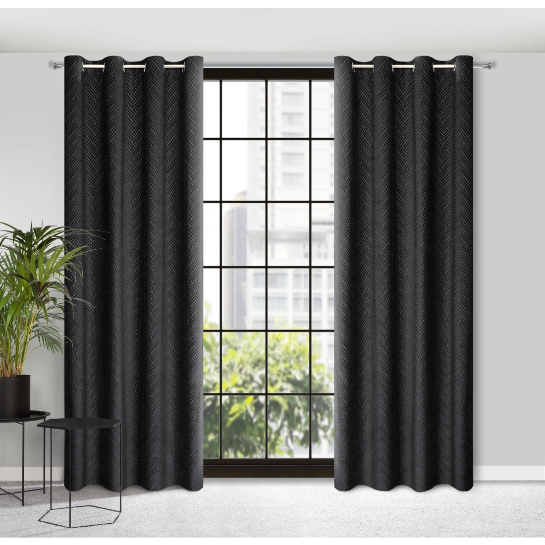 Záves 140x250 cm matný zamatový čierny na kovové krúžky ISLA