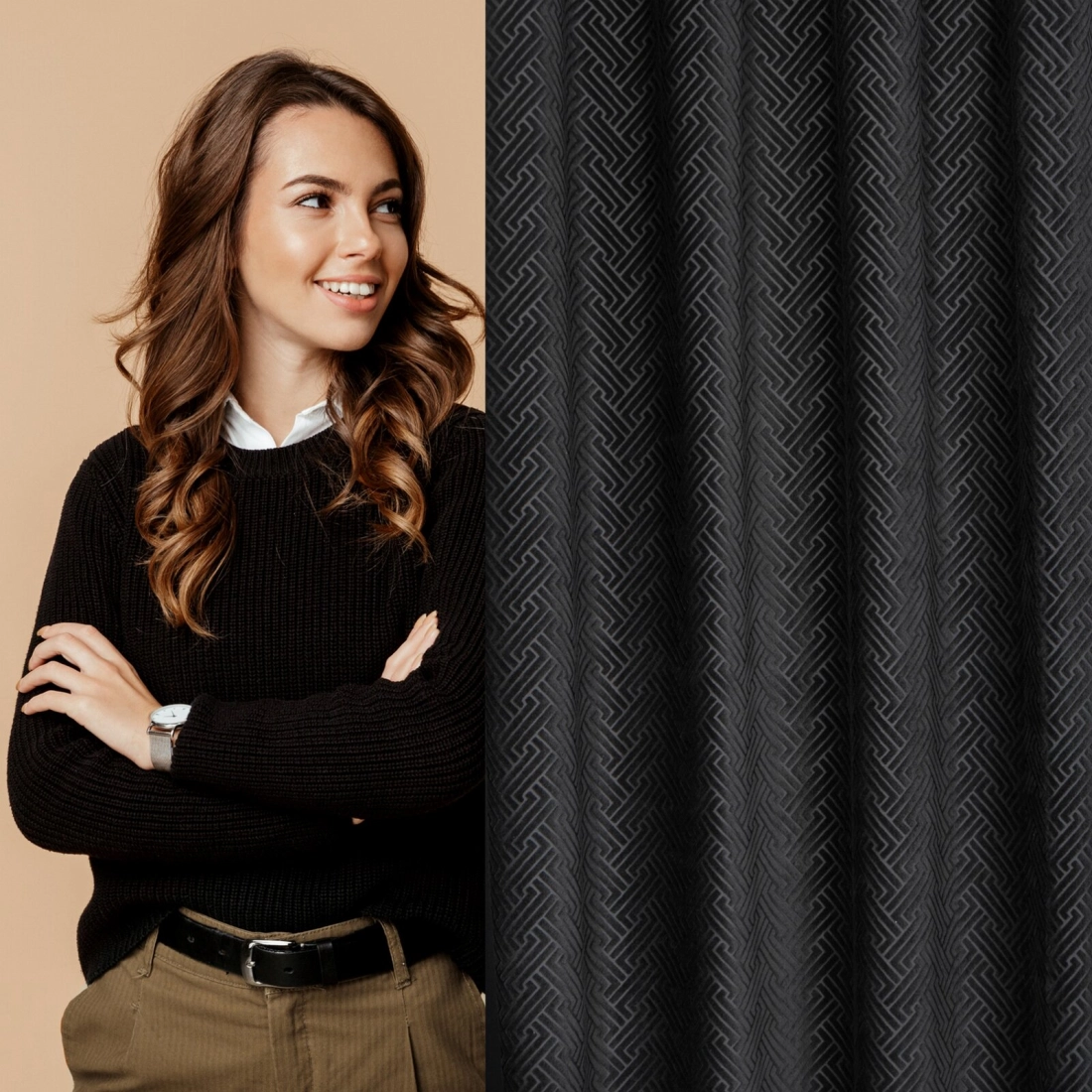 Záves 140x250 cm matný zamatový čierny na kovové krúžky ISLA