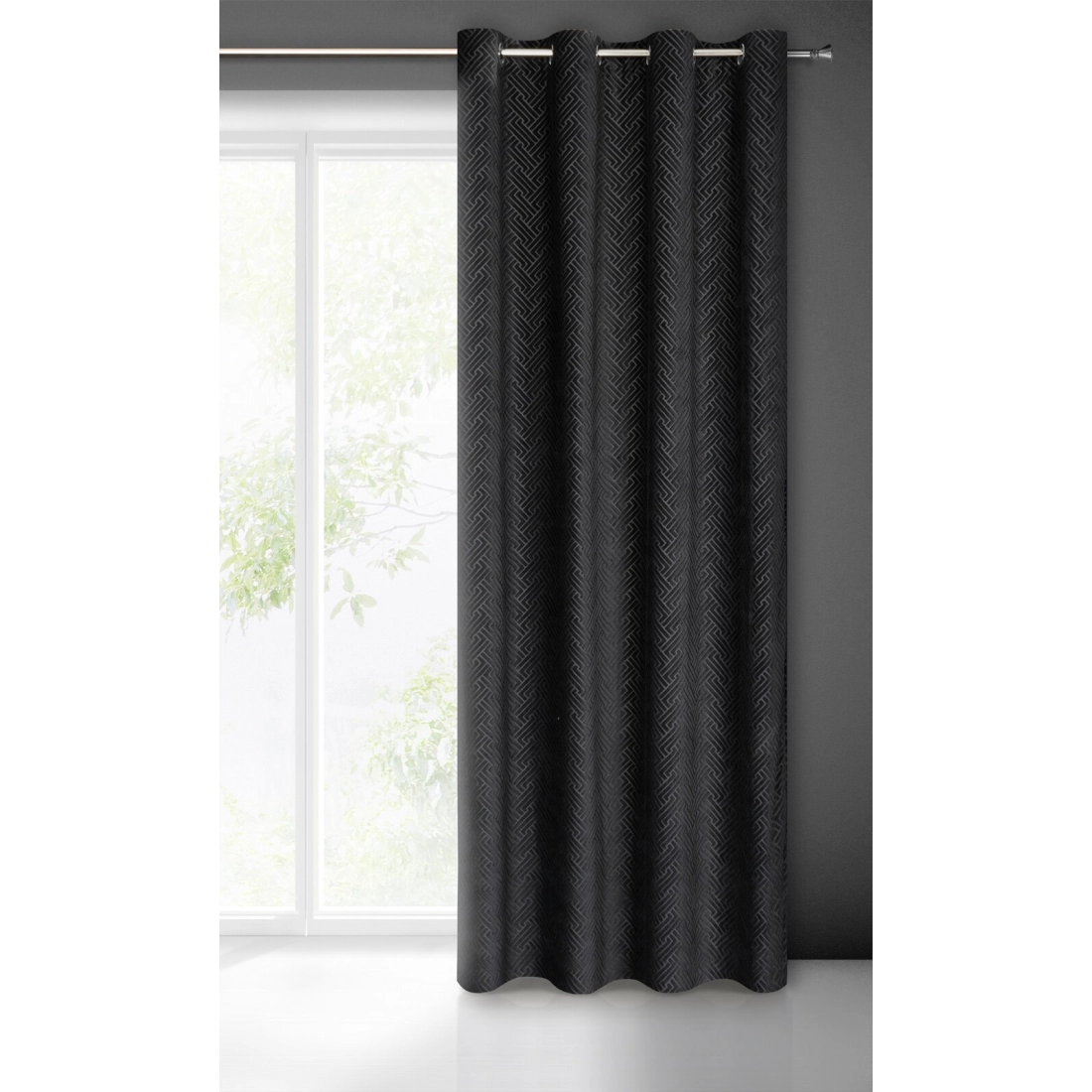 Záves 140x250 cm matný zamatový čierny na kovové krúžky ISLA