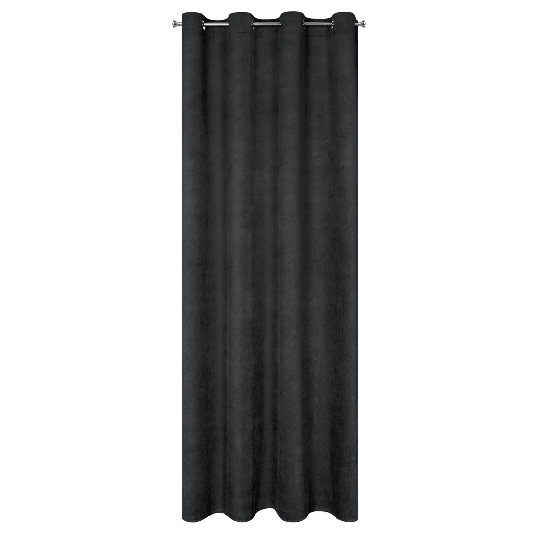 Záves 140x250 cm matný zamatový čierny na kovové krúžky MILO