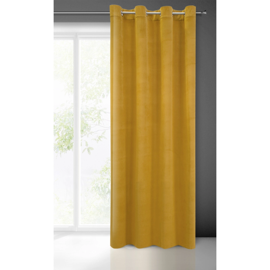 Záves 140x250 cm matný zamatový horčicový na kovové krúžky MILO