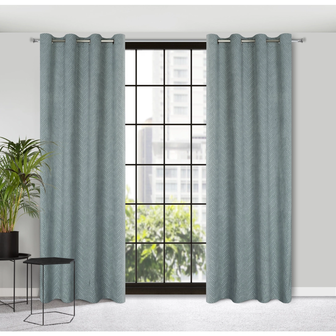 Záves 140x250 cm matný zamatový oceľový na kovové krúžky ISLA