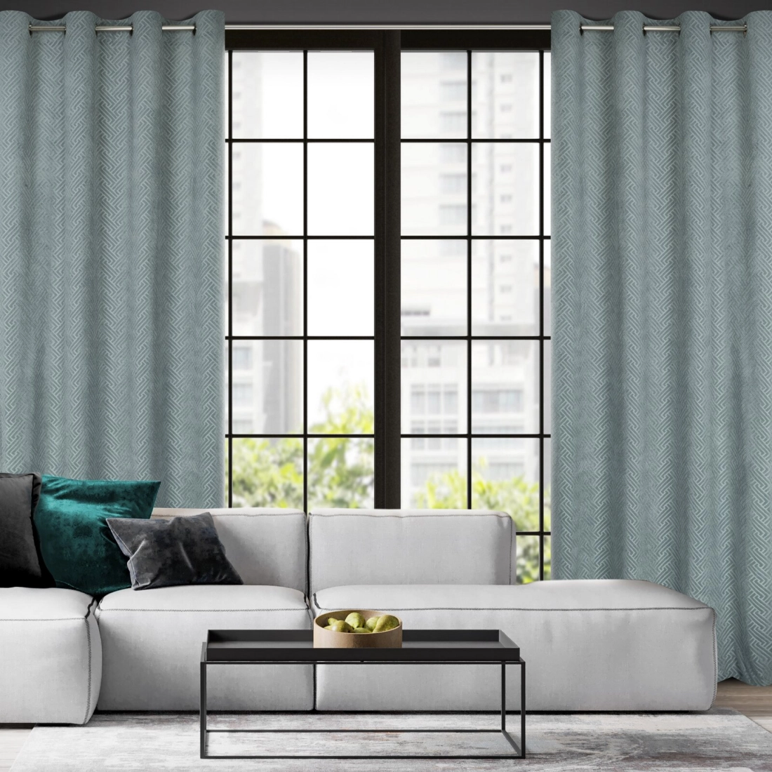 Záves 140x250 cm matný zamatový oceľový na kovové krúžky ISLA