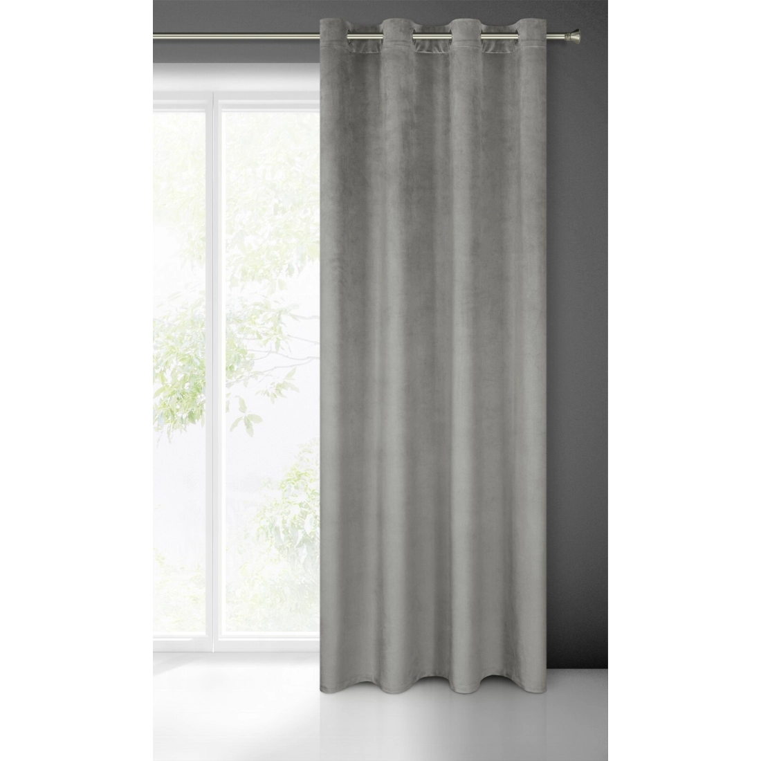 Záves 140x250 cm matný zamatový sivý na kovové krúžky FARGO