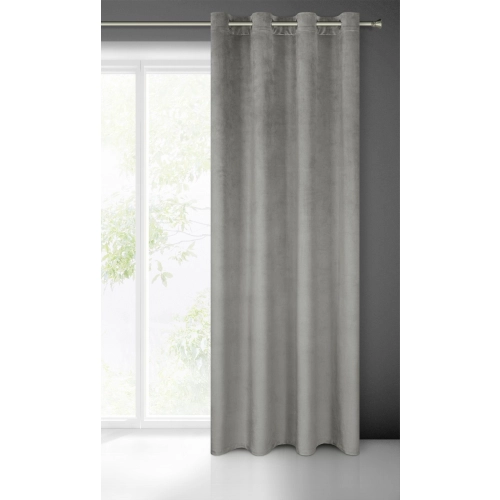 Záves 140x250 cm matný zamatový sivý na kovové krúžky FARGO