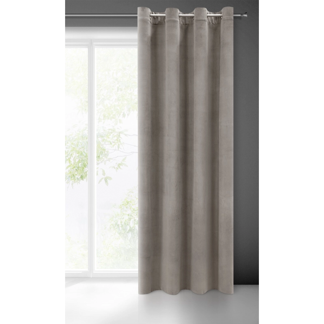 Záves 140x250 cm matný zamatový sivý na kovové krúžky MILO