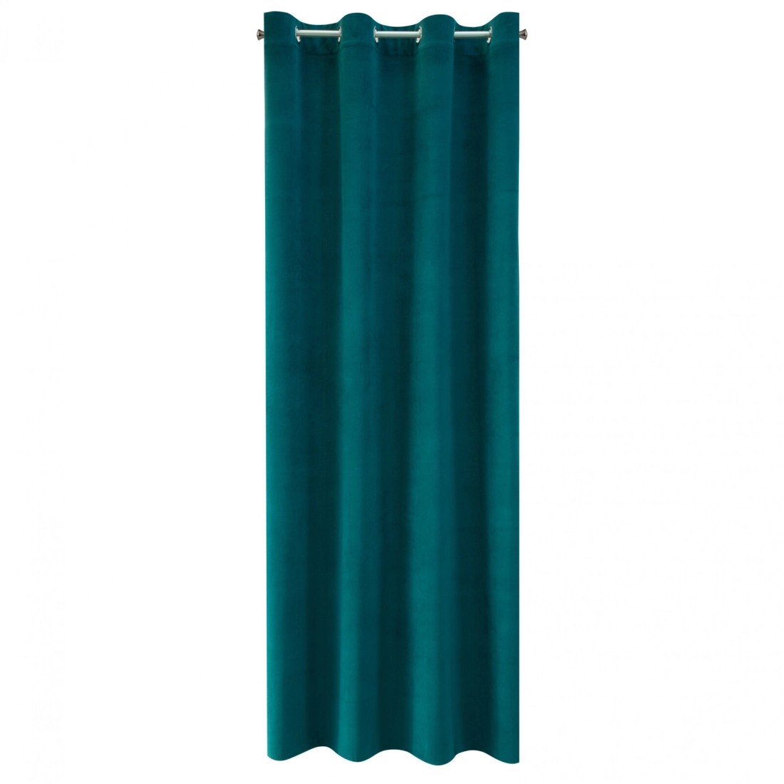 Záves 140x250 cm matný zamatový tmavotyrkysový na kovové krúžky MILO