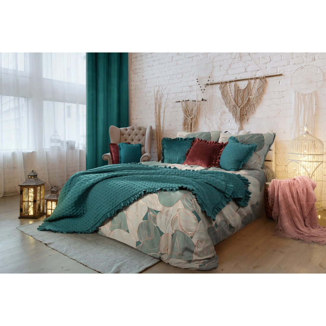 Záves 140x250 cm matný zamatový tmavozelený na kovové krúžky MILO