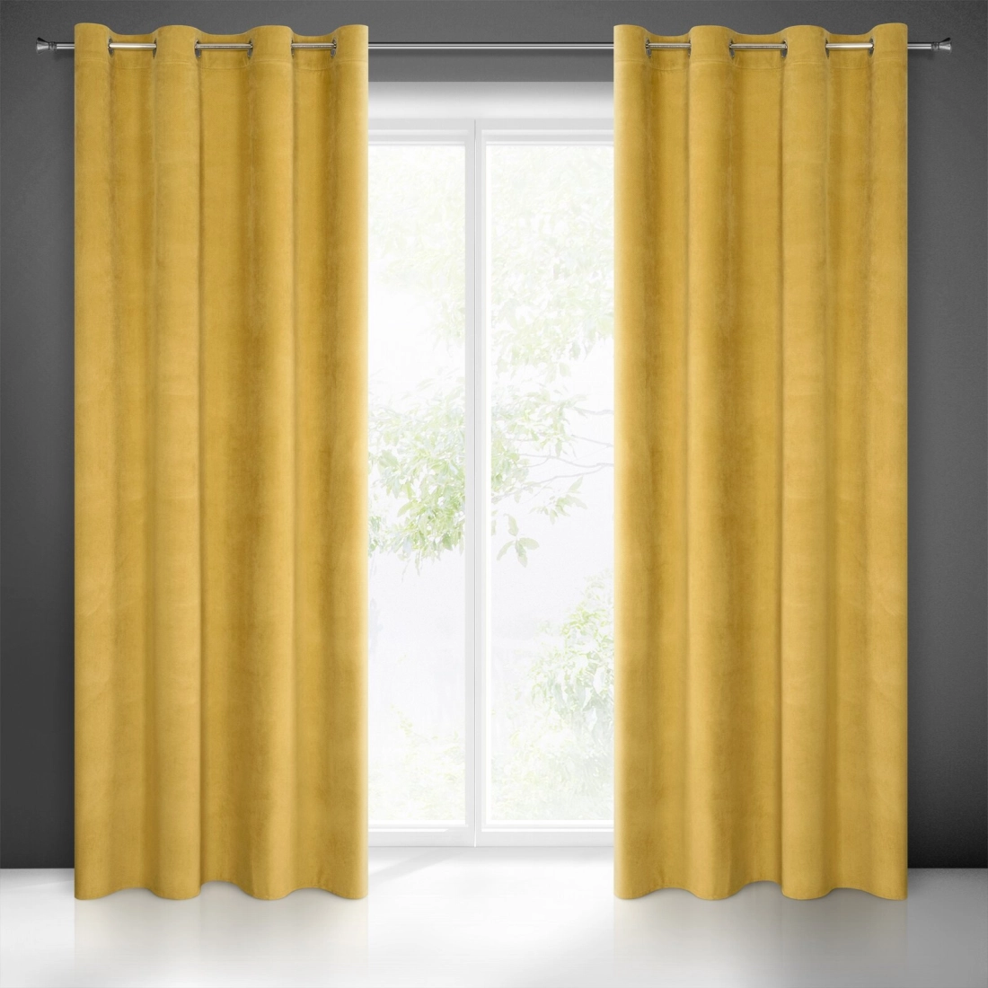 Záves 140x250 cm matný zamatový zlatý na kovové krúžky MILO