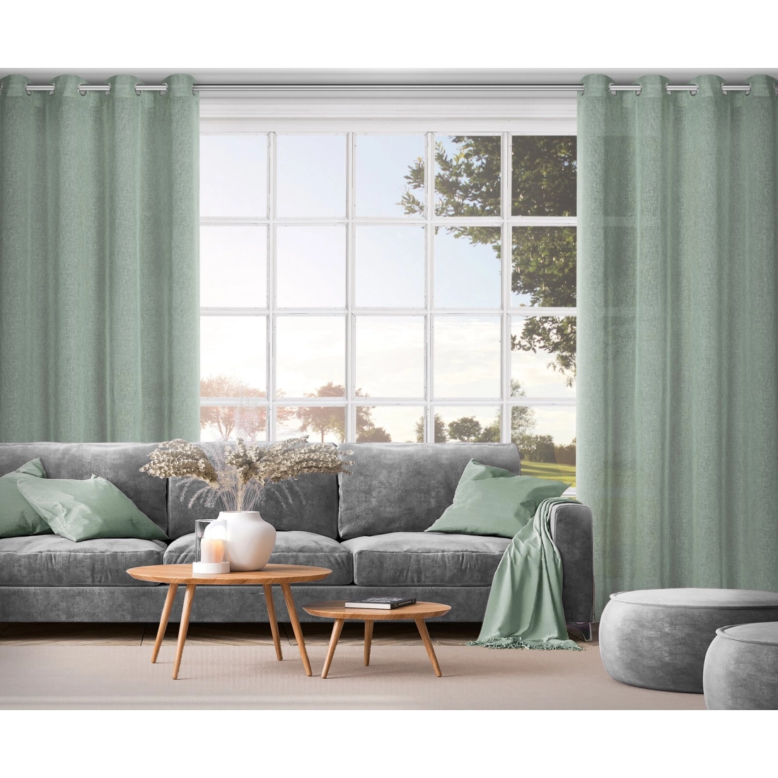 Záves 140x250 cm mätový na kovové krúžky ANGELIKA