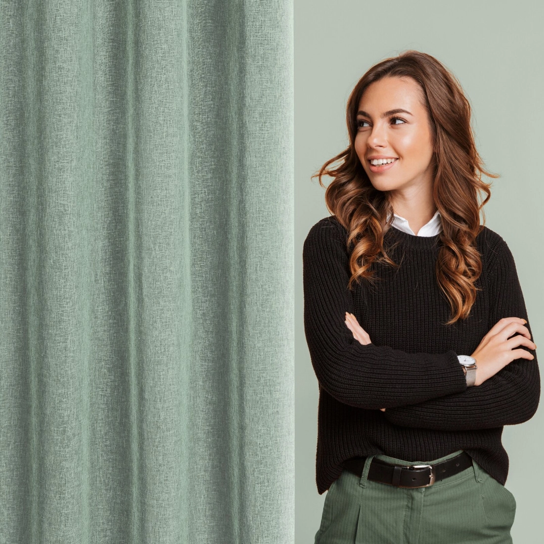 Záves 140x250 cm mätový na kovové krúžky ANGELIKA