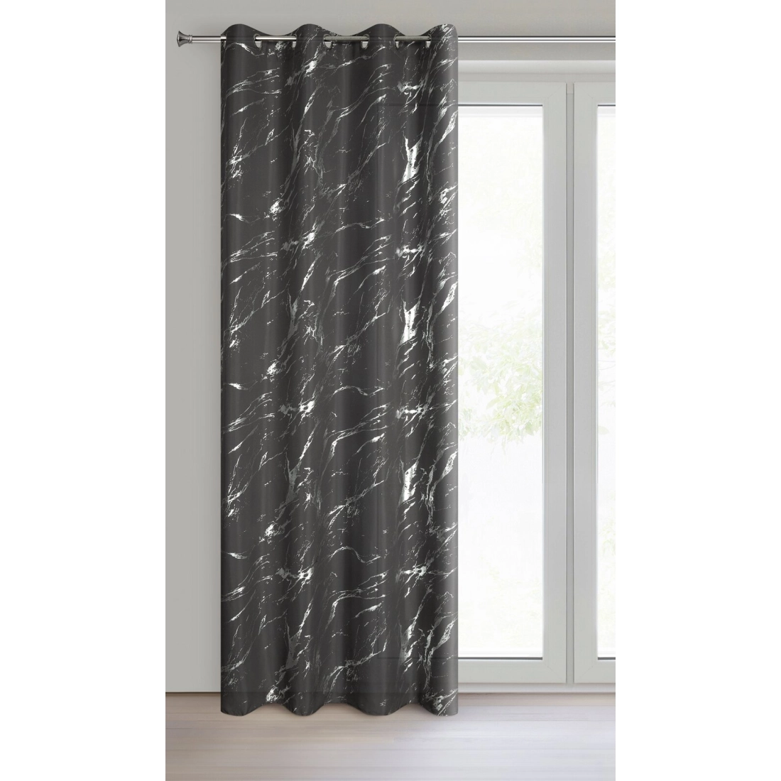 Záves 140x250 cm mikrofibra oceľový striebristý na kovové krúžky LANI