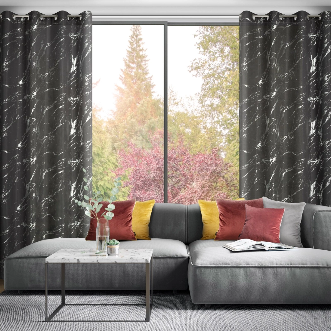 Záves 140x250 cm mikrofibra oceľový striebristý na kovové krúžky LANI