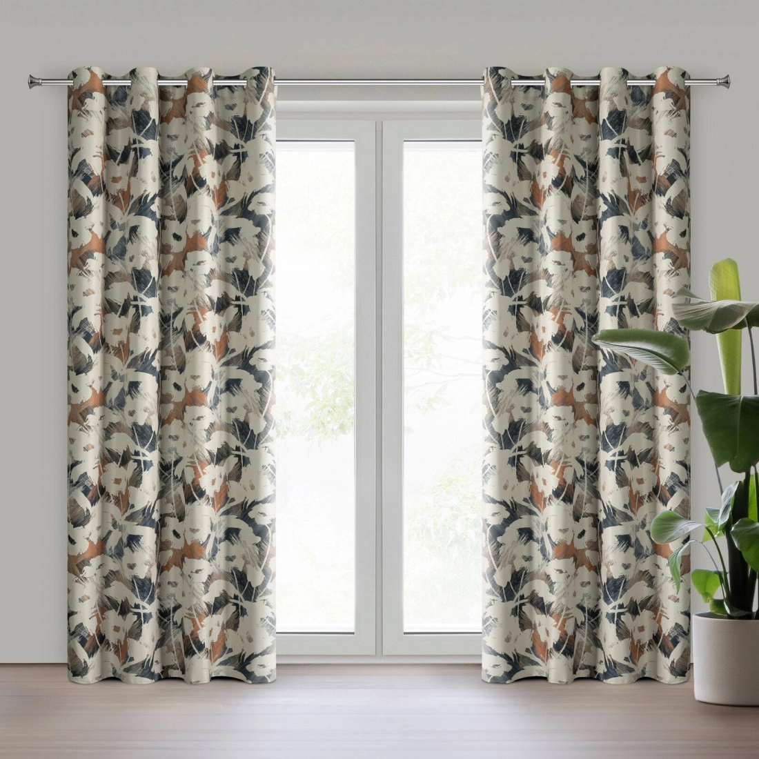 Záves 140x250 cm mikrovláknový béžový tmavomodrý na kovové krúžky AMBRA