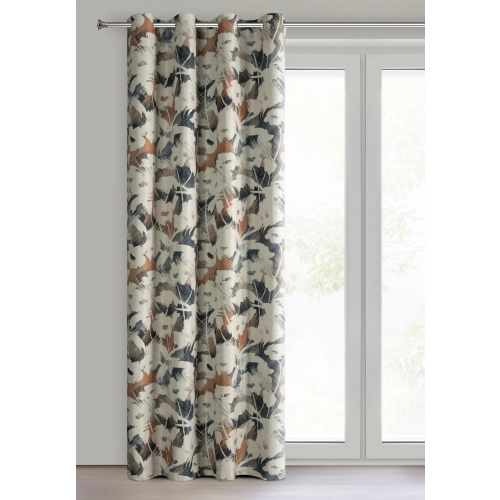 Záves 140x250 cm mikrovláknový béžový tmavomodrý na kovové krúžky AMBRA