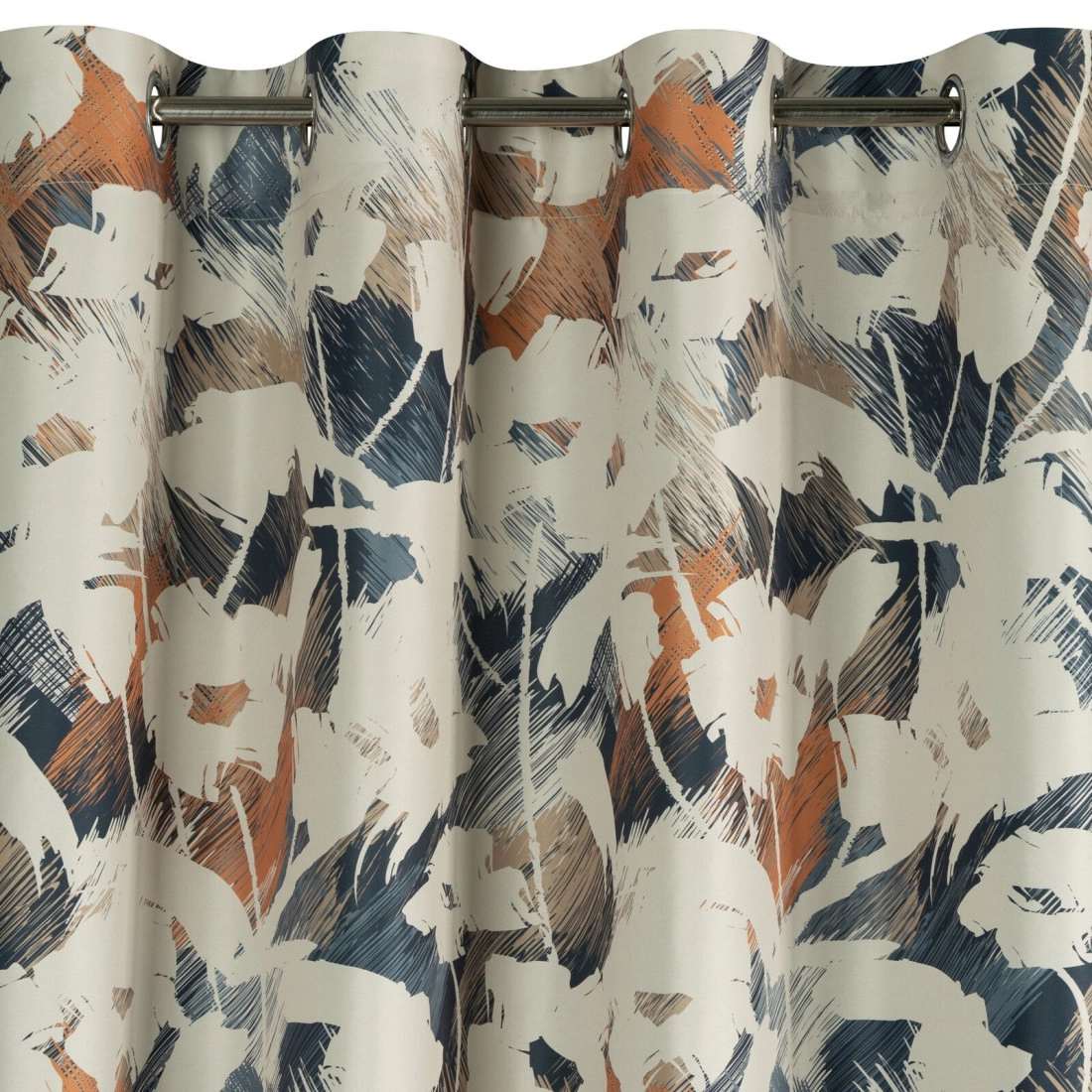 Záves 140x250 cm mikrovláknový béžový tmavomodrý na kovové krúžky AMBRA